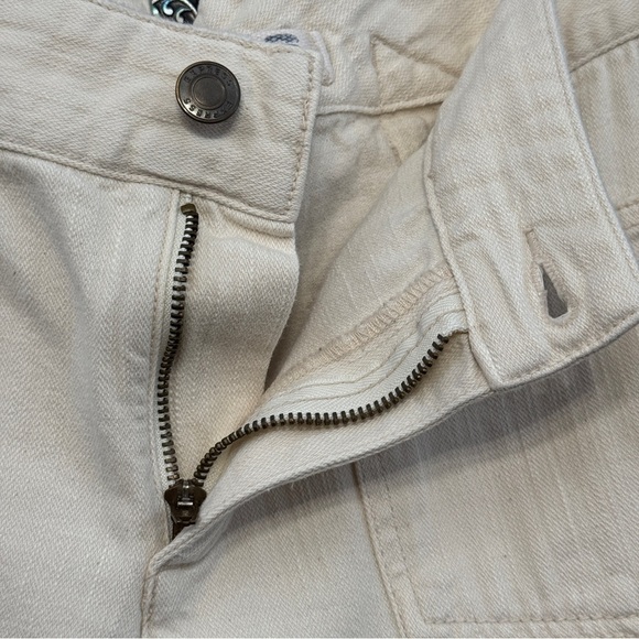 Express Vintage Precision Fit Beige Cotton Pants 5/6 Buckle Back Split Hem - Picture 6 of 8